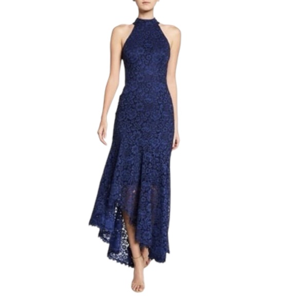 Shoshanna Dresses & Skirts - Shoshanna Grazie Floral-Lace Halter-Neck High-Low Dress Blue 6